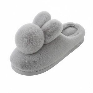 Ultra-Soft Faux Fur Memory Foam Slides - Cute Rabbit Design